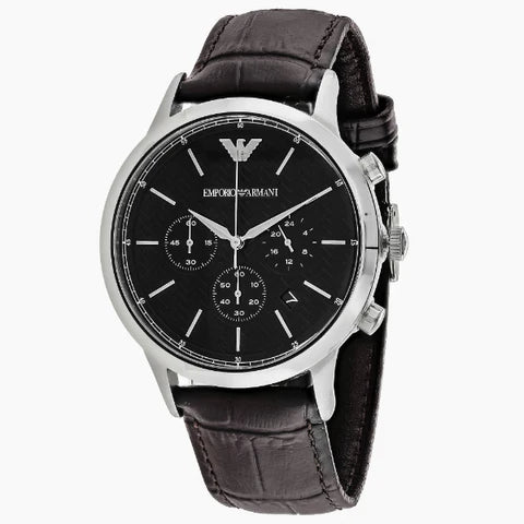 Emporio Armani Renato Chronograph Black Dial Brown Leather Strap Watch For Men - AR2482 Buy Now By Emporio Armani
