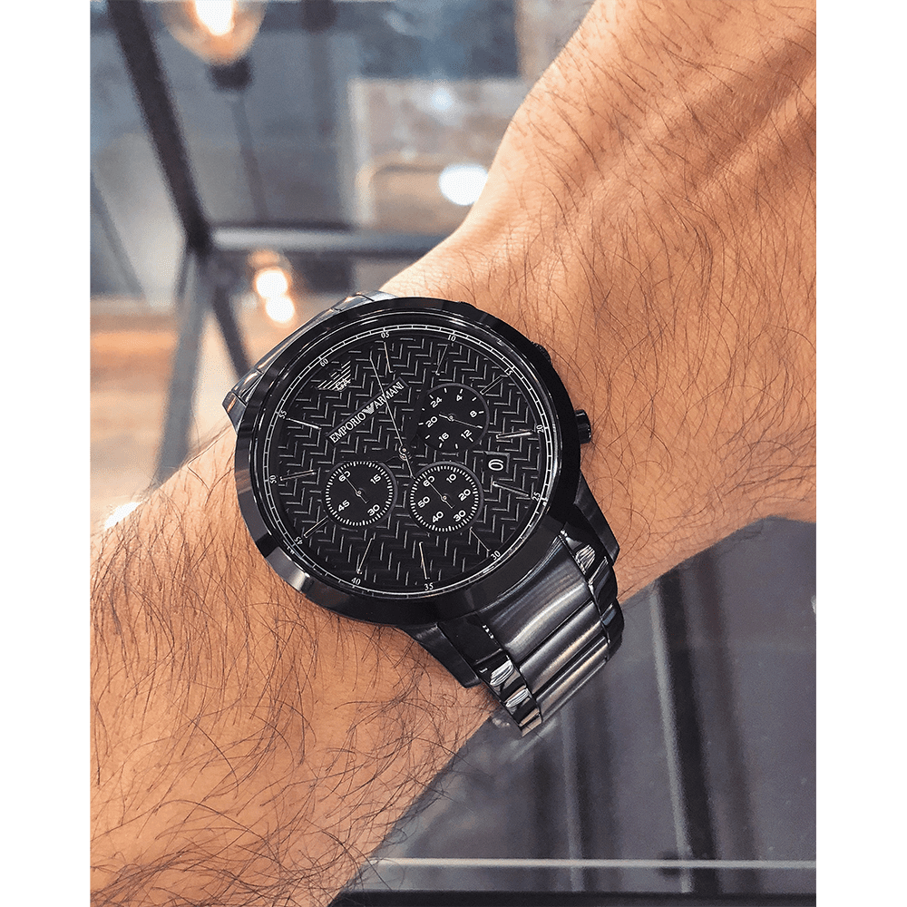 Emporio Armani Dress Chronograph Quartz Black Dial Black Stainless Steel Strap Watch For Men - AR2485 Buy Now By Emporio Armani