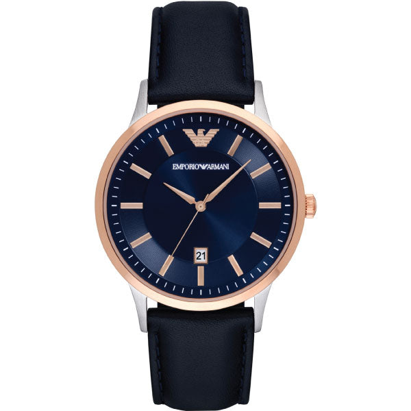 Emporio Armani Renato Analog Blue Dial Black Leather Strap Watch For Men - AR2506 Buy Now By Emporio Armani