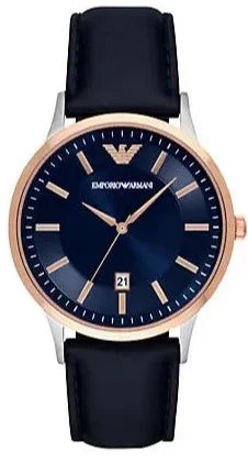 Emporio Armani Renato Analog Blue Dial Black Leather Strap Watch For Men - AR2506 Buy Now By Emporio Armani