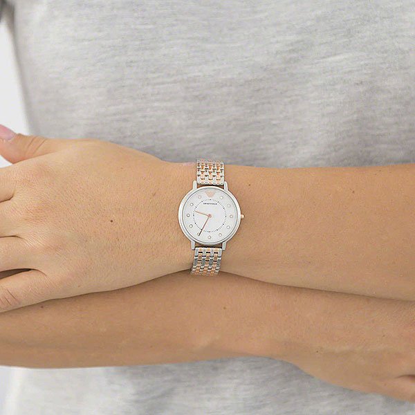 Emporio Armani Gianni T Bar Mother of Pearl Dial Two Tone Steel Strap Watch For Women - AR2508 Buy Now By Emporio Armani