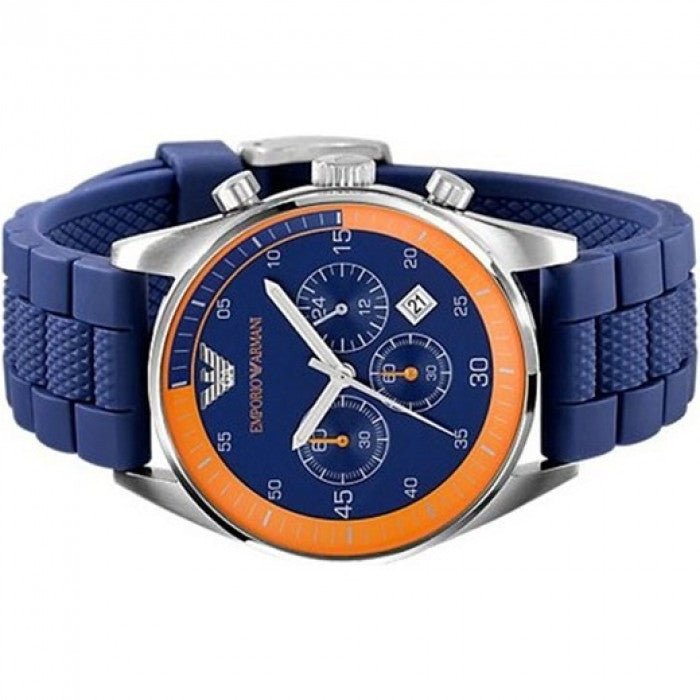 Emporio Armani Chronograph Blue Dial Blue Rubber Strap Watch For Men - AR5864 Buy Now By Emporio Armani