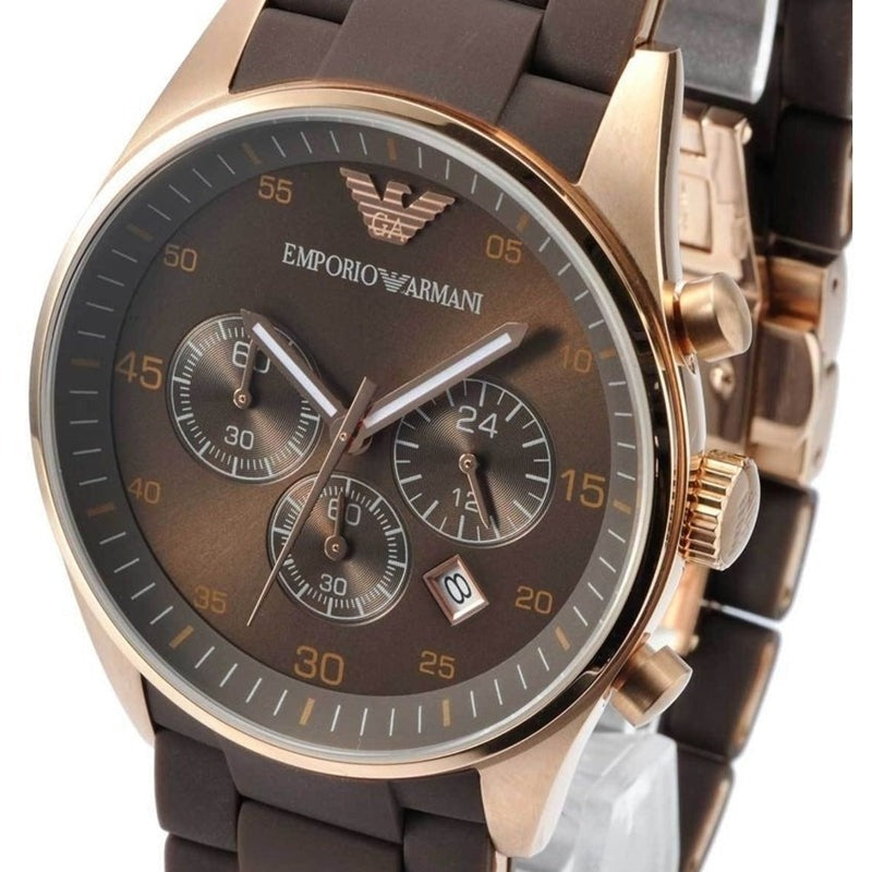 Emporio Armani Sportivo Chronograph Brown Dial Brown Silicone Strap Watch For Men - AR5891 Buy Now By Emporio Armani