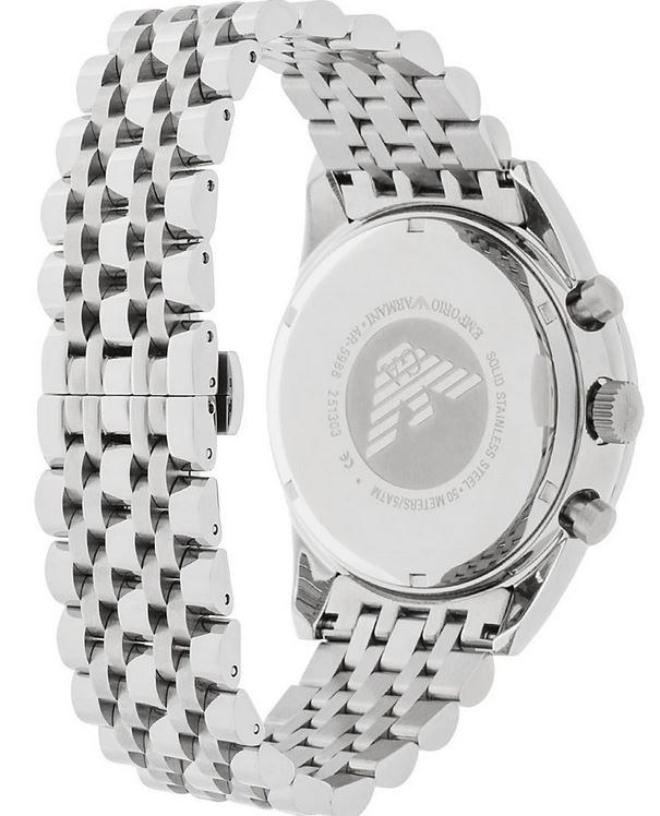 Emporio Armani Tazio Chronograph Black Dial Silver Steel Strap Watch For Men - AR5988 Buy Now By Emporio Armani