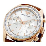Emporio Armani Sportivo Chronograph White Dial Brown Leather Strap Watch For Men - AR5996 Buy Now By Emporio Armani