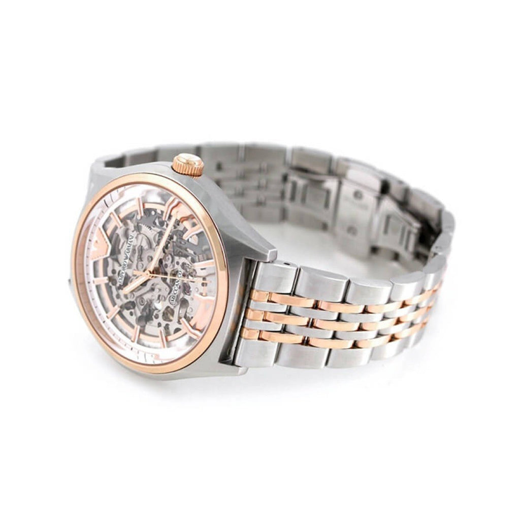 Emporio Armani Meccanico White Dial Two Tone Stainless Steel Watch For Men - AR60002 Buy Now By Emporio Armani