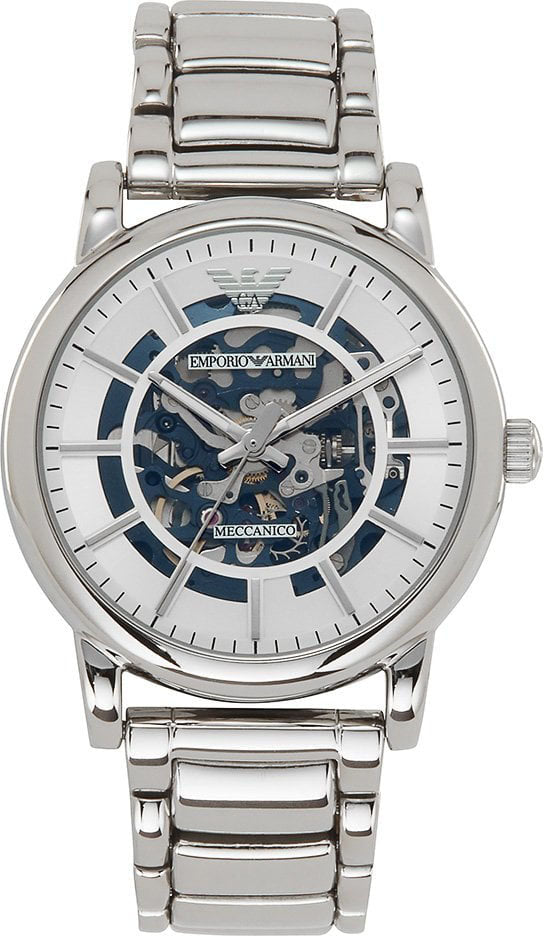 Emporio Armani Meccanico Automatic Silver Dial Silver Steel Strap Watch for Men - AR60006 Buy Now By Emporio Armani