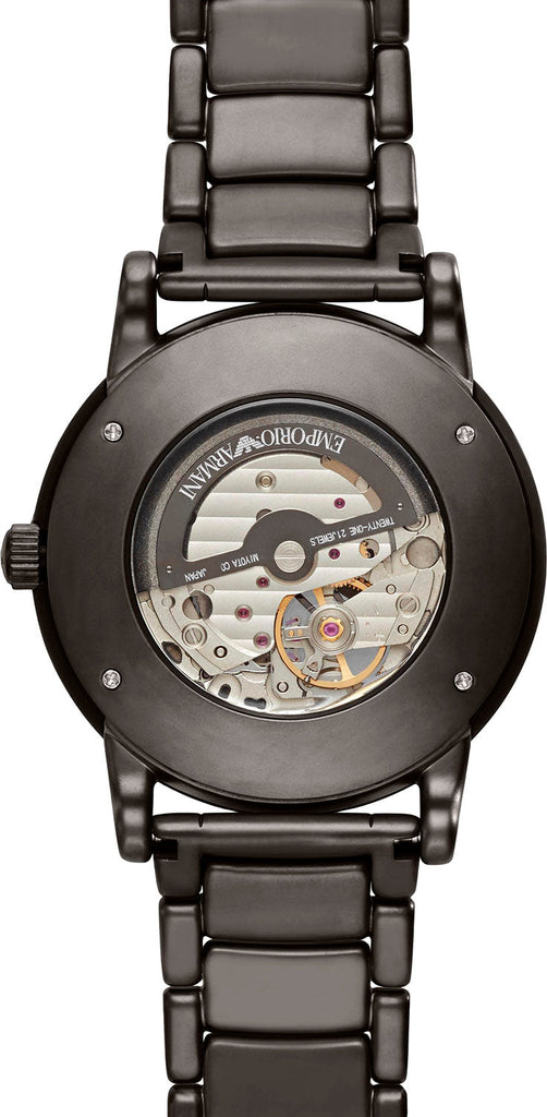 Emporio Armani Meccanico Automatic Black Dial Black Steel Strap Watch For Men - AR60010 Buy Now By Emporio Armani