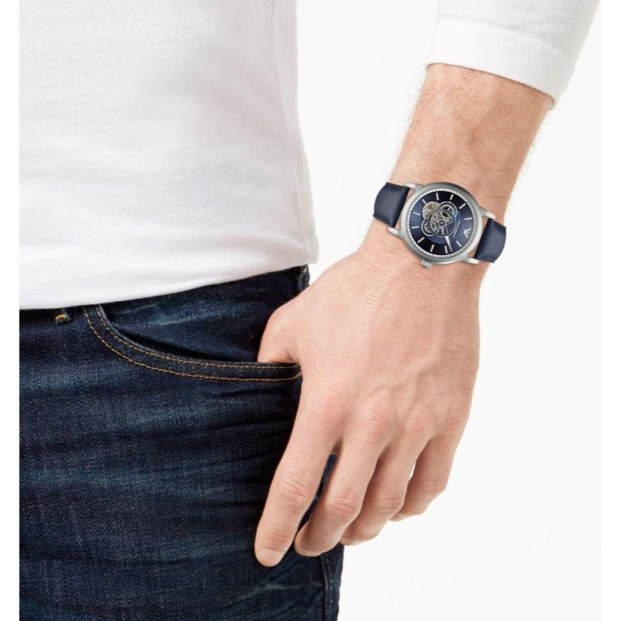 Emporio Armani Luigi Chronograph Blue Dial Black Leather Strap Watch For Men - AR60011 Buy Now By Emporio Armani