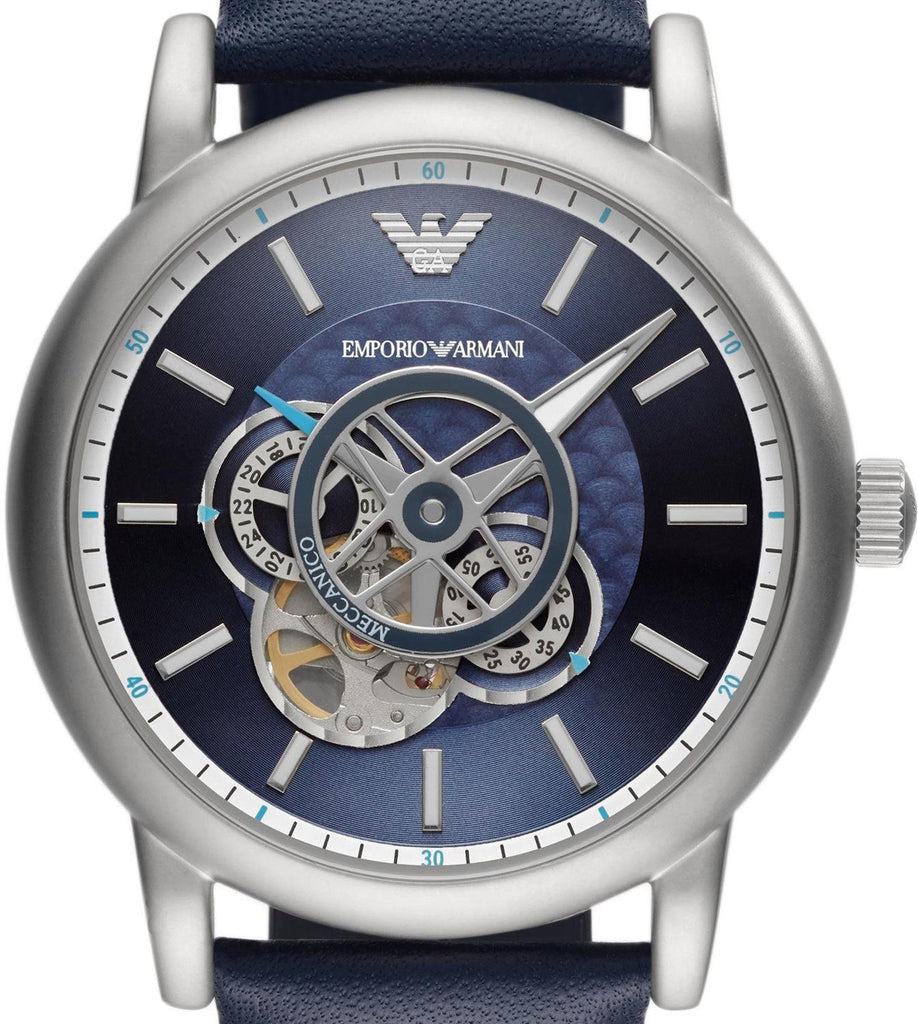 Emporio Armani Luigi Chronograph Blue Dial Black Leather Strap Watch For Men - AR60011 Buy Now By Emporio Armani