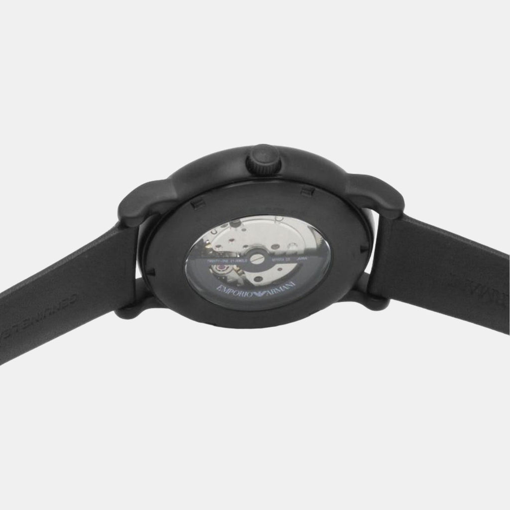 Emporio Armani Luigi Automatic Skeleton Black Dial Black Leather Strap Watch For Men - AR60012 Buy Now By Emporio Armani