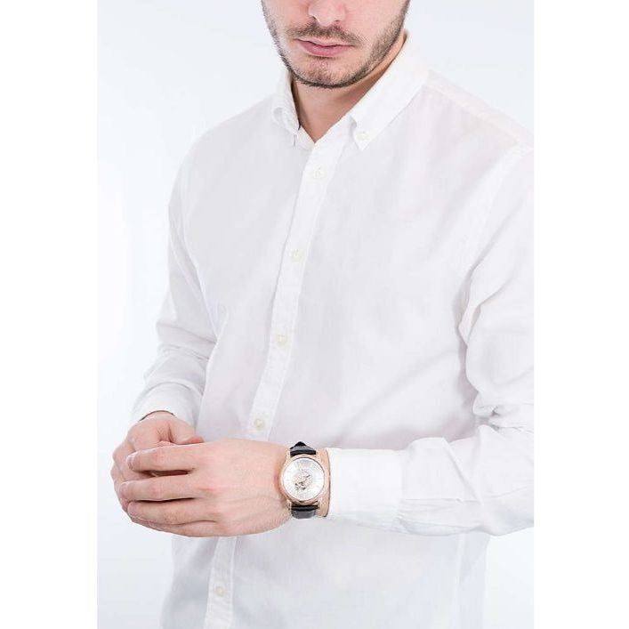 Emporio Armani Luigi Automatic Silver Dial Black Leather Strap Watch For Men - AR60013 Buy Now By Emporio Armani