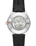 Emporio Armani Zeta Skeleton Automatic Silver Dial Black Leather Strap Watch For Men - AR60018 Buy Now By Emporio Armani