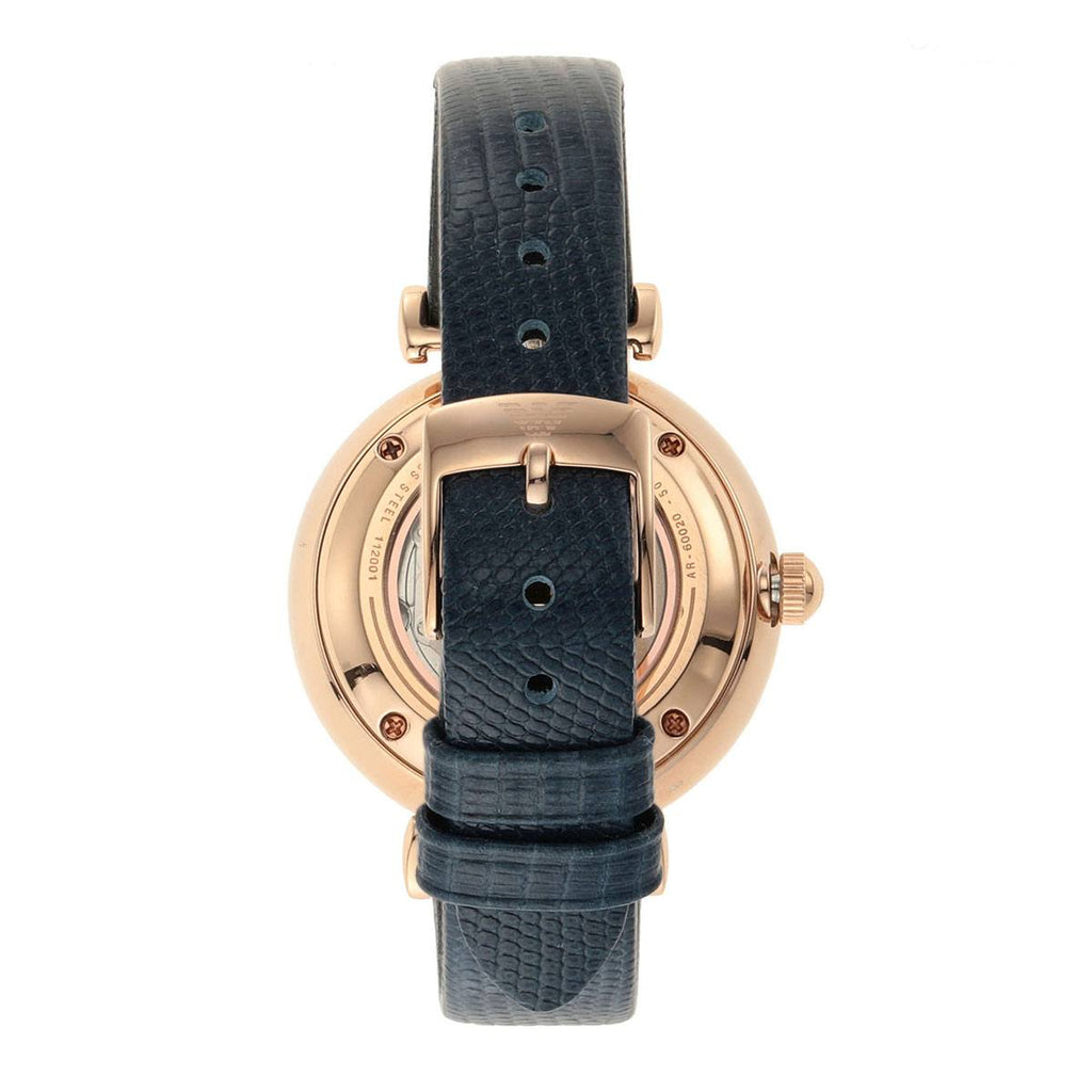 Emporio Armani Gianni T-Bar Analog Silver Dial Blue Leather Strap Watch For Women - AR60020 Buy Now By Emporio Armani