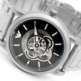 Emporio Armani Meccanico Automatic Skeleton Black Dial Silver Steel Strap Watch For Men - AR60021 Buy Now By Emporio Armani