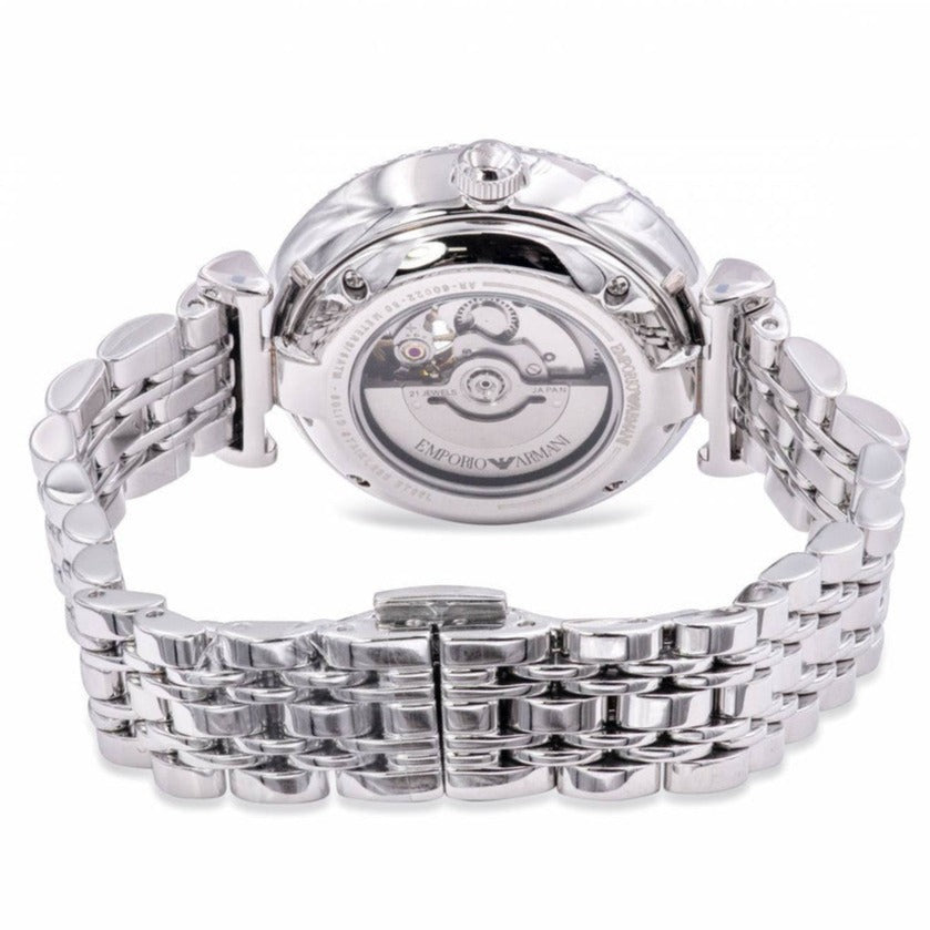 Emporio Armani Gianni T-Bar Automatic Silver Dial Silver Steel Strap Watch For Women - AR60022 Buy Now By Emporio Armani