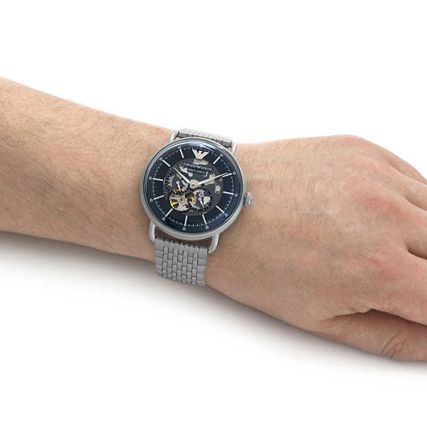 Emporio Armani Aviator Multifunction Blue Dial Silver Mesh Bracelet Watch For Men - AR60024 Buy Now By Emporio Armani