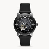 Emporio Armani Meccanico Skeleton Black Dial Black Leather Strap Watch For Men - AR60026 Buy Now By Emporio Armani