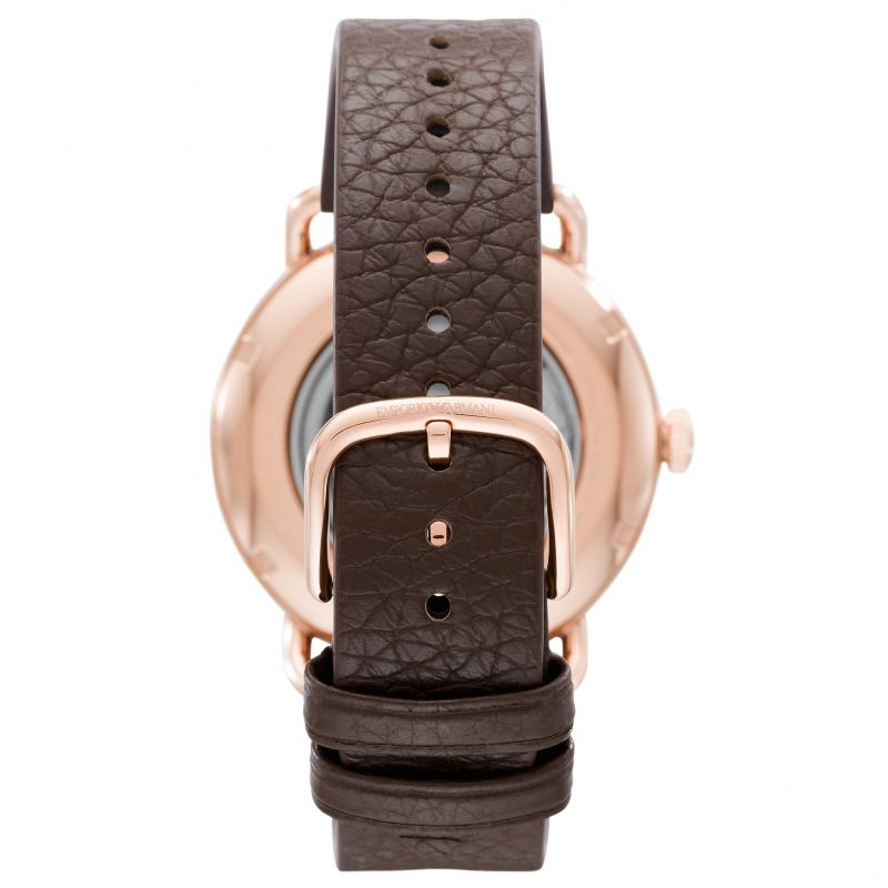 Emporio Armani Meccanico Automatic White Dial Brown Leather Strap Watch For Men - AR60027 Buy Now By Emporio Armani