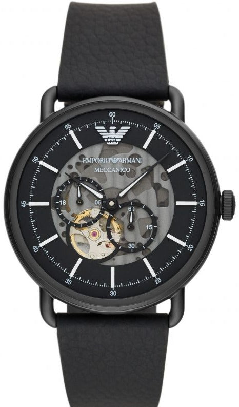 Emporio Armani Aviator Chronograph Black Dial Black Leather Strap Watch For Men - AR60028 Buy Now By Emporio Armani