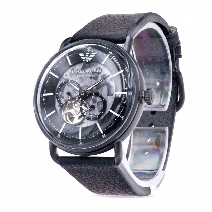 Emporio Armani Aviator Chronograph Black Dial Black Leather Strap Watch For Men - AR60028 Buy Now By Emporio Armani