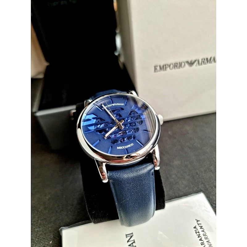 Emporio Armani Luigi Automatic Blue Dial Blue Leather Strap Watch For Men - AR60030 Buy Now By Emporio Armani