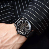 Emporio Armani Meccanico Quartz Black Dial Black Leather Strap Watch For Men - AR60032 Buy Now By Emporio Armani