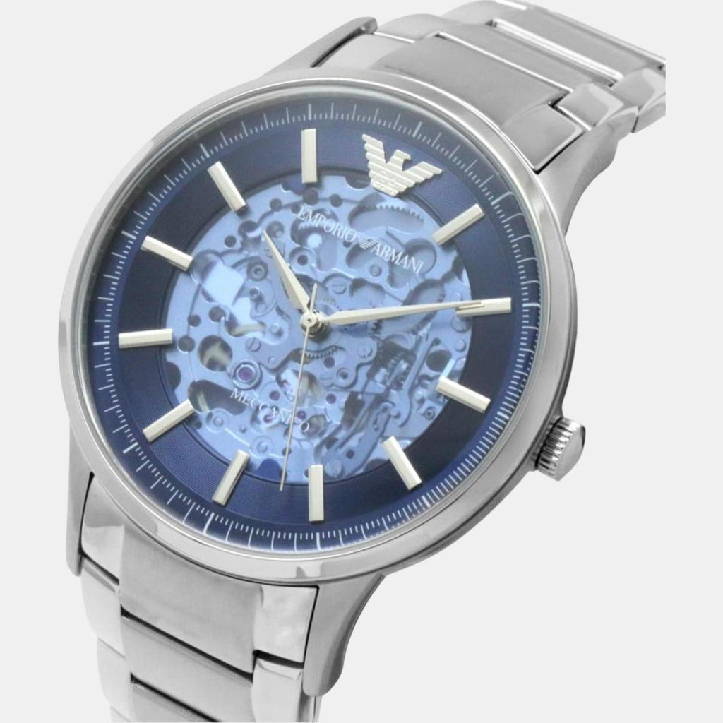 Emporio Armani Renato Automatic Blue Dial Silver Steel Strap Watch For Men - AR60037 Buy Now By Emporio Armani