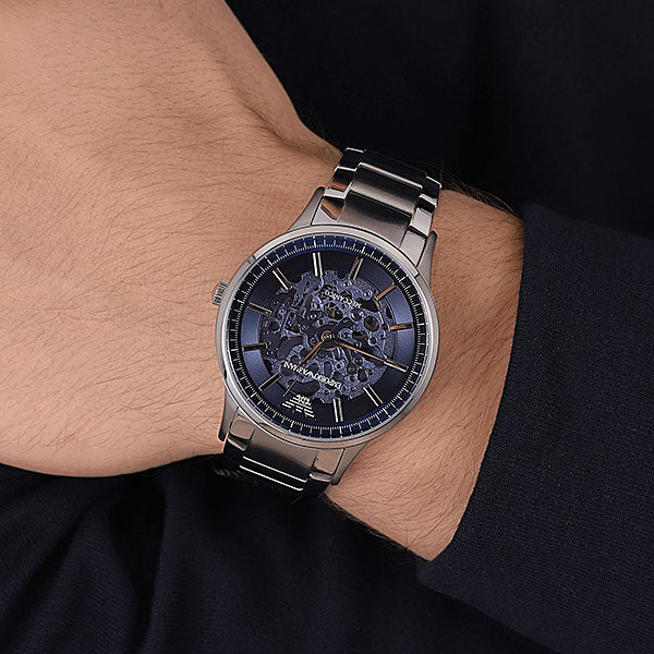 Emporio Armani Renato Automatic Blue Dial Silver Steel Strap Watch For Men - AR60037 Buy Now By Emporio Armani