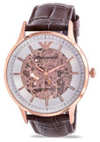 Emporio Armani Meccanico Automatic Silver Dial Brown Leather Strap Watch For Men - AR60039 Buy Now By Emporio Armani