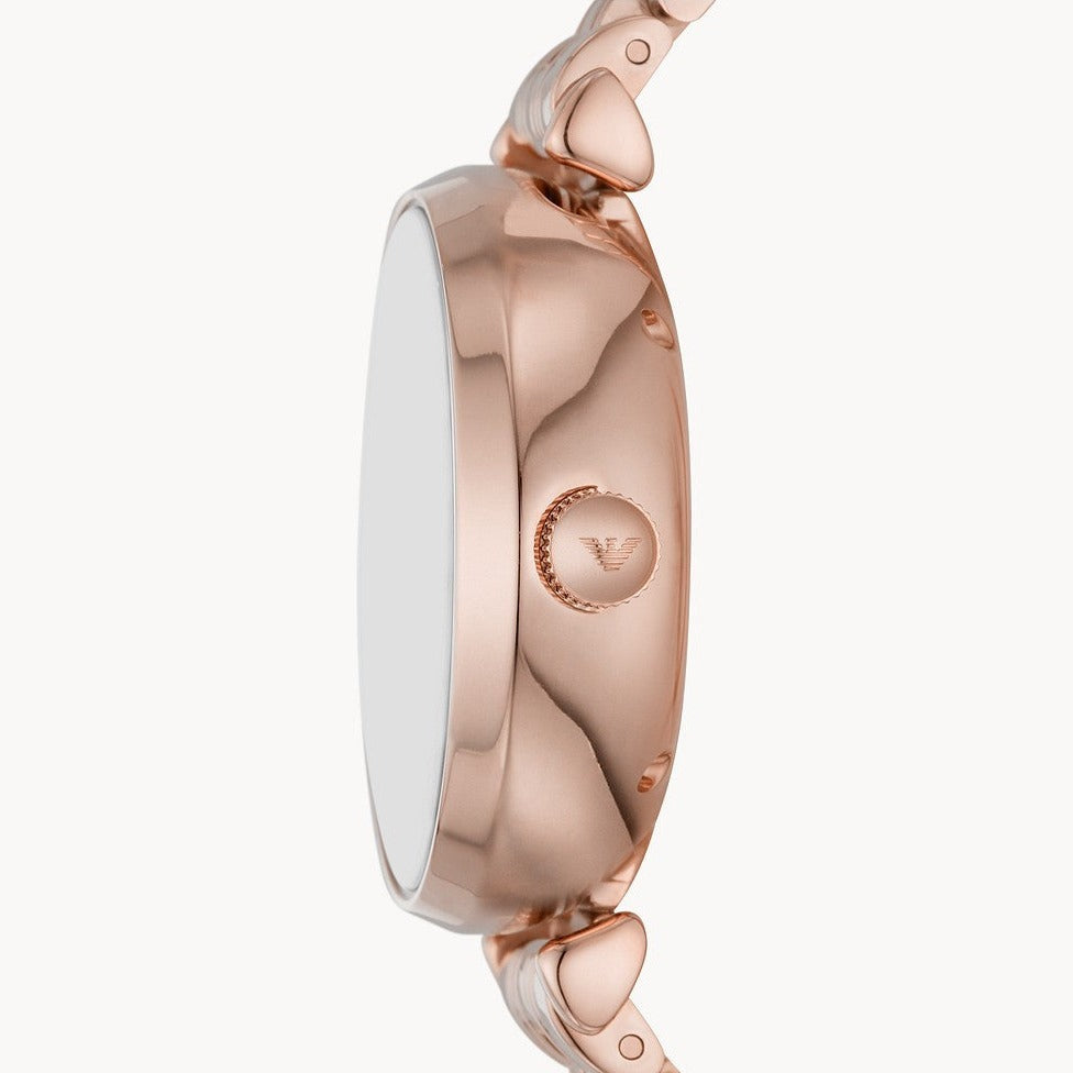 Emporio Armani Meccanico Crystals Black Dial Rose Gold Steel Strap Watch For Women - AR60043 Buy Now By Emporio Armani