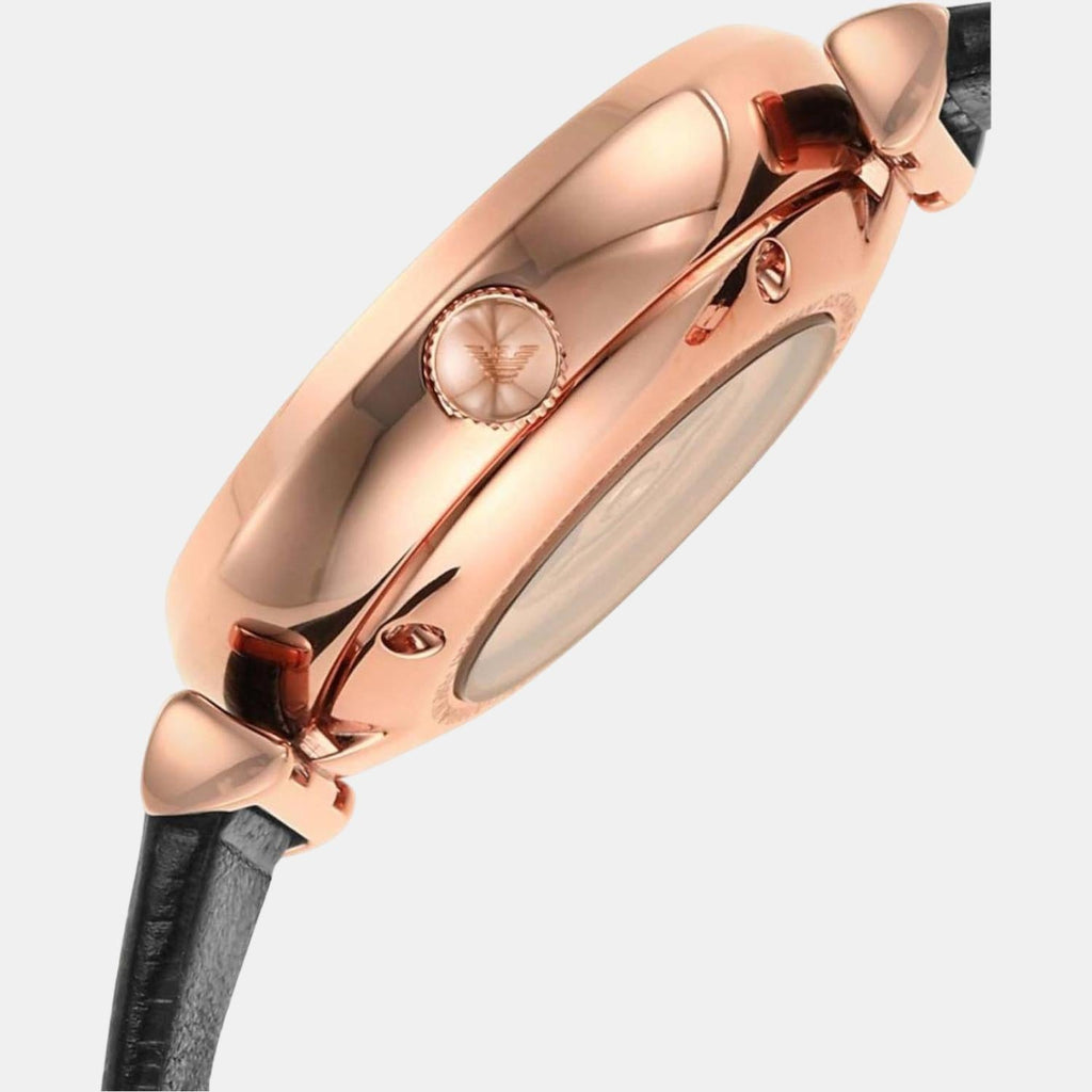 Emporio Armani Gianni T Bar Mother of Pearl White Dial Black Leather Strap Watch For Women - AR60047 Buy Now By Emporio Armani