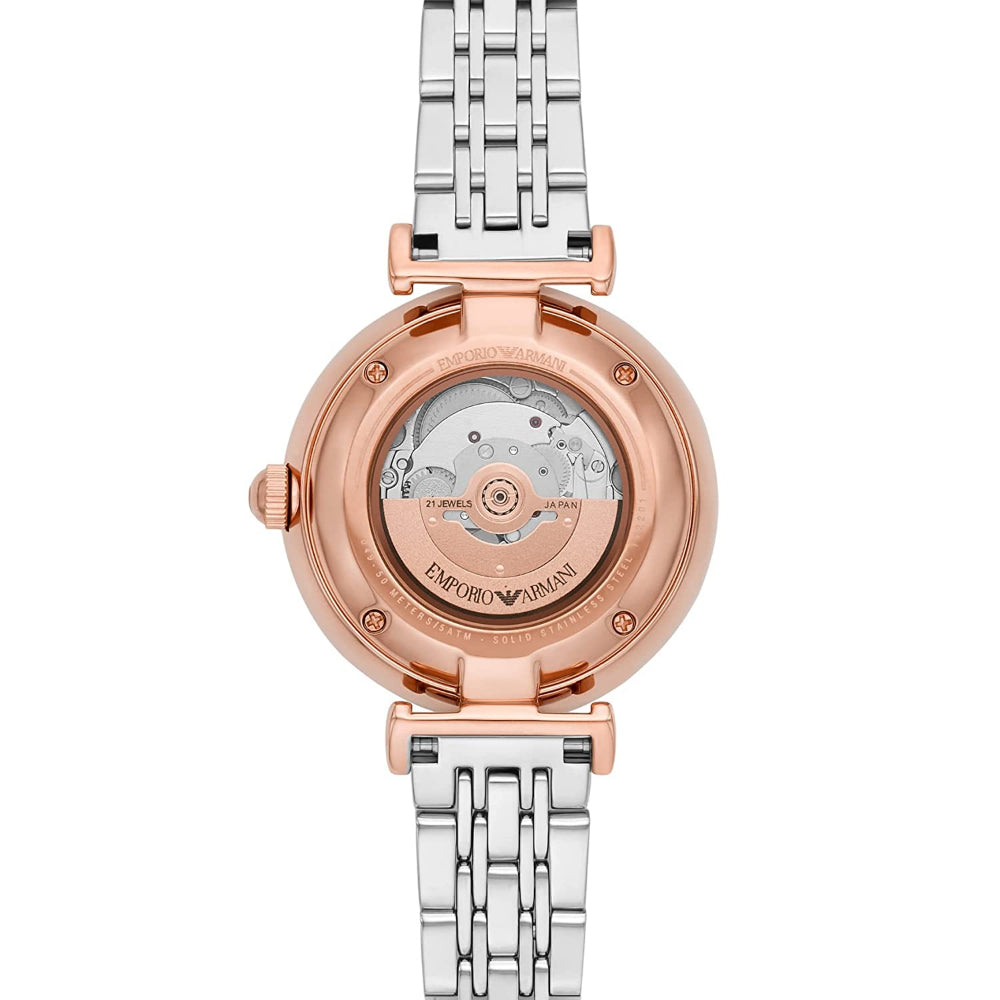 Emporio Armani Meccanico Automatic Mother of Pearl Dial Two Tone Steel Strap Watch For Women - AR60049 Buy Now By Emporio Armani