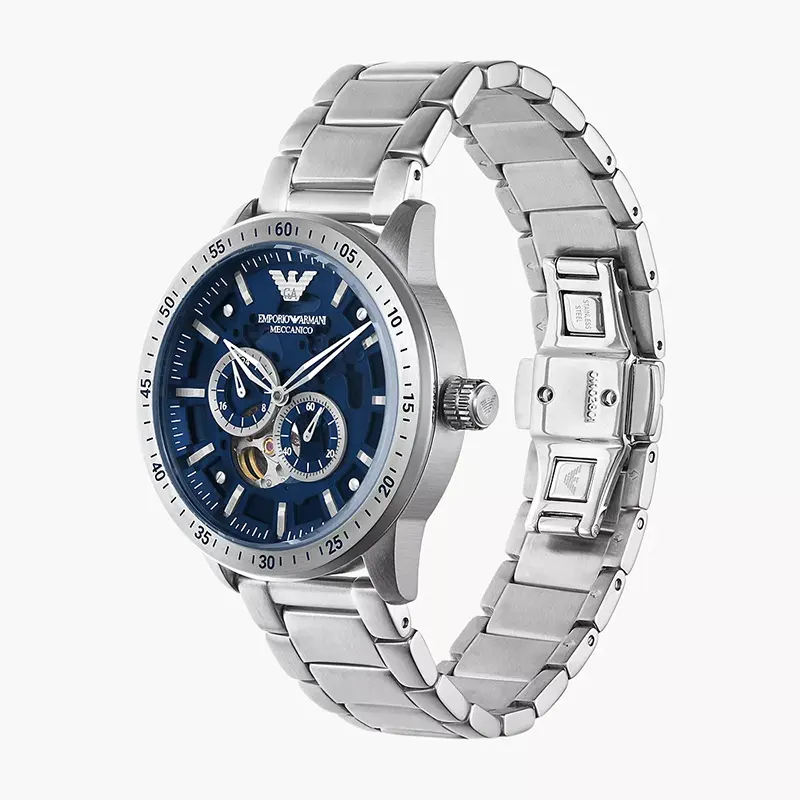 Emporio Armani Mario Chronograph Automatic Blue Dial Silver Steel Strap Watch For Men - AR60052 Buy Now By Emporio Armani