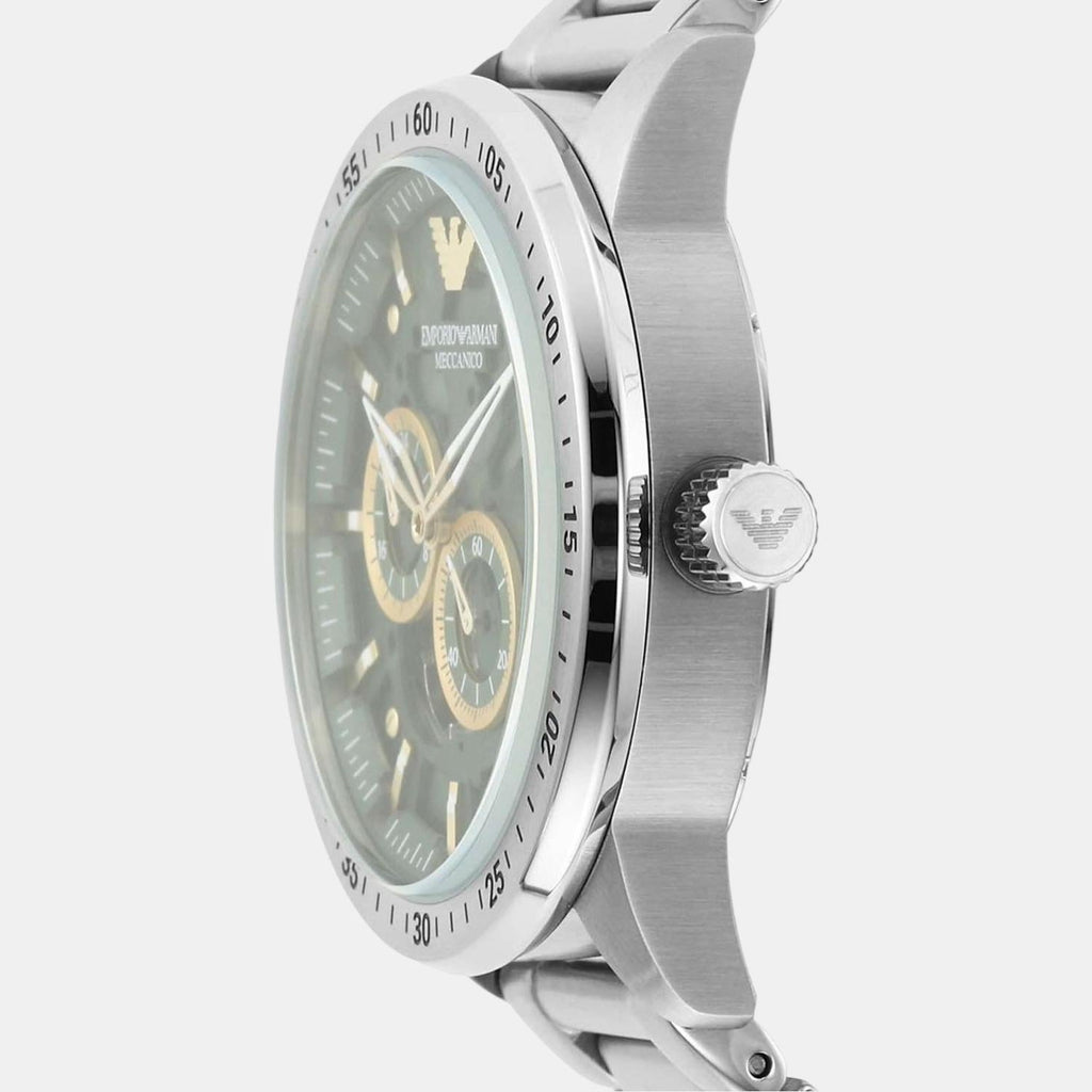Emporio Armani Meccanico Chronograph Automatic Green Dial Silver Steel Strap Watch For Men - AR60053 Buy Now By Emporio Armani