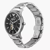 Emporio Armani Meccanico Automatic Black Dial Silver Steel Strap Watch For Men - AR60055 Buy Now By Emporio Armani