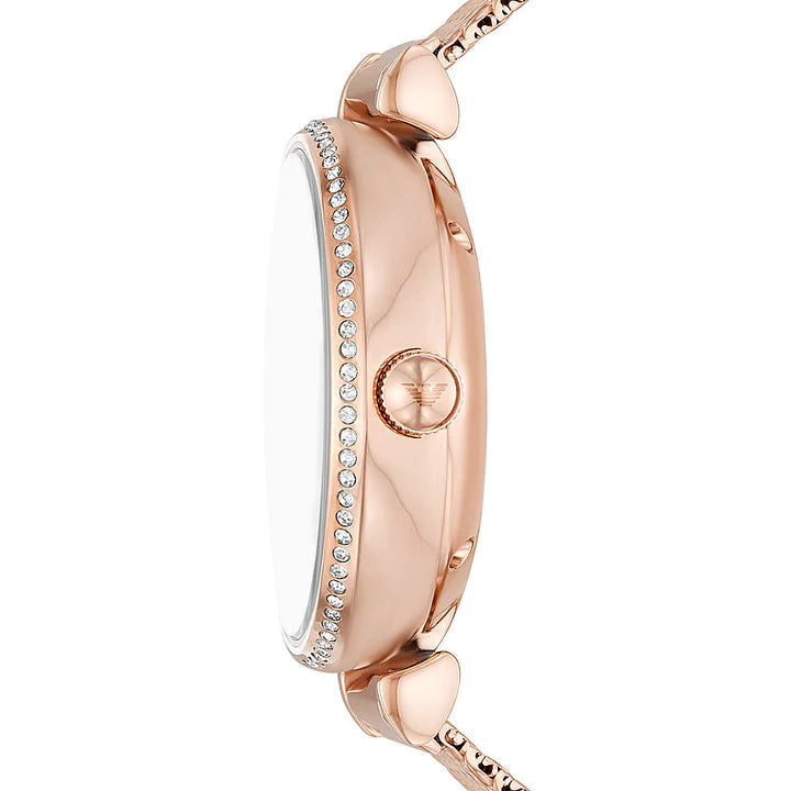 Emporio Armani Meccanico Automatic White Dial Rose Gold Mesh Strap Watch For Women - AR60063 Buy Now By Emporio Armani