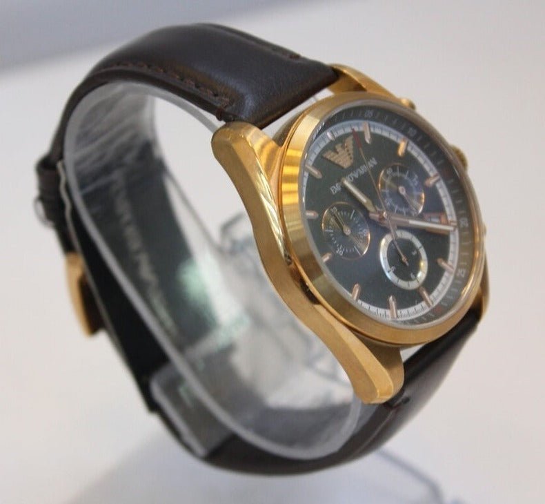 Emporio Armani Chronograph Gray Dial Brown Leather Strap Watch For Men - AR6043 Buy Now By Emporio Armani