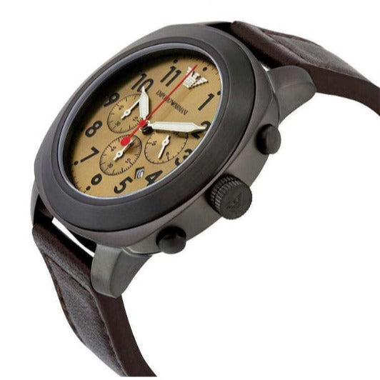 Emporio Armani Delta Chronograph Brown Dial Brown Leather Strap Dial Watch For Men - AR6055 Buy Now By Emporio Armani