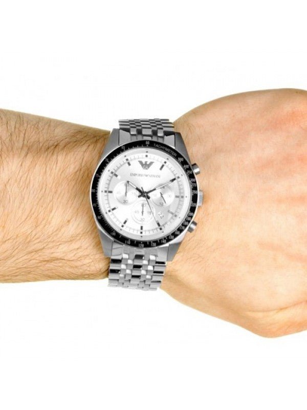 Emporio Armani Sportivo Chronograph Silver Dial Silver Steel Strap Watch For Men - AR6073 Buy Now By Emporio Armani