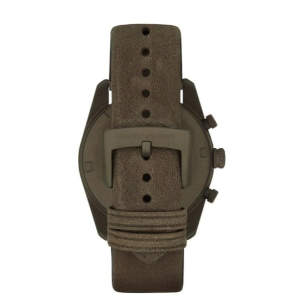 Emporio Armani Sportivo Chronograph Silver Dial Brown Leather Strap Watch For Men - AR6076 Buy Now By Emporio Armani