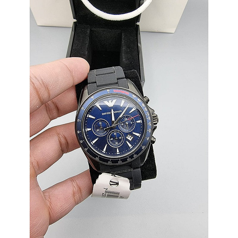 Emporio Armani Sigma Chronograph Blue Dial Black Silicone Strap Watch For Men - AR6121 Buy Now By Emporio Armani