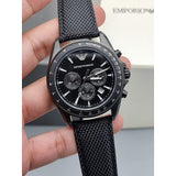 Emporio Armani Sigma Chronograph Black Dial Black Leather Strap Watch For Men - AR6131 Buy Now By Emporio Armani