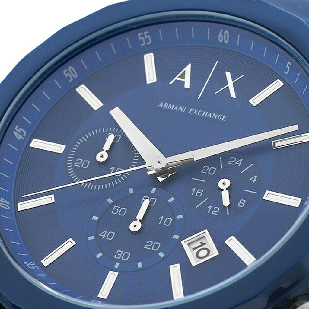Armani Exchange Outerbanks Chronograph Blue Dial Blue Silicone Strap Watch For Men - AX1327 Buy Now By Armani Exchange
