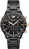 Emporio Armani Mario Ceramic Chronograph Black Dial Black Steel Strap Watch For Men - AR70002 Buy Now By Emporio Armani