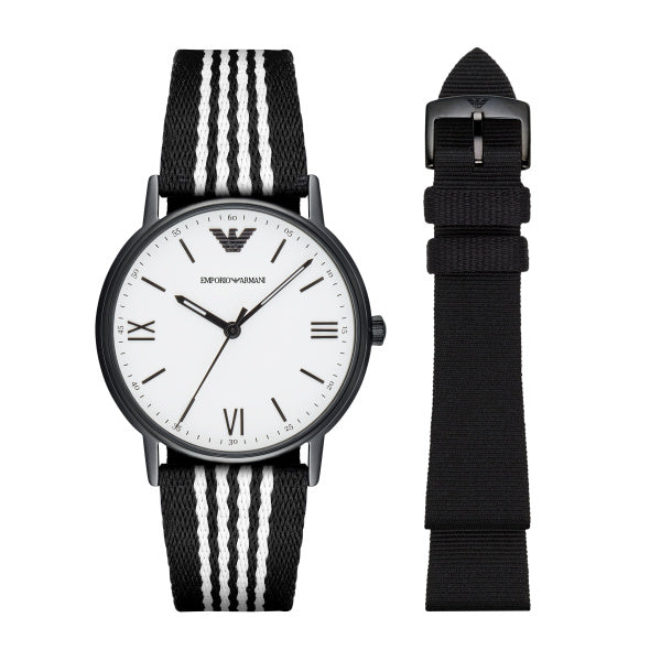 Emporio Armani Kappa Dress White Dial Two Tone NATO Strap Watch For Men - AR80005 Buy Now By Emporio Armani