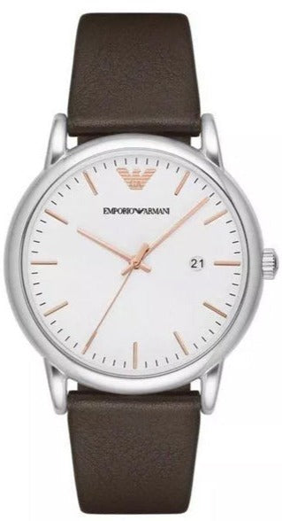 Emporio Armani Kappa Quartz White Dial Brown Leather Strap Watch For Men - AR80006 Buy Now By Emporio Armani