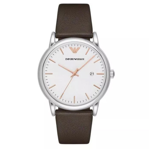 Emporio Armani Kappa Quartz White Dial Brown Leather Strap Watch For Men - AR80006 Buy Now By Emporio Armani