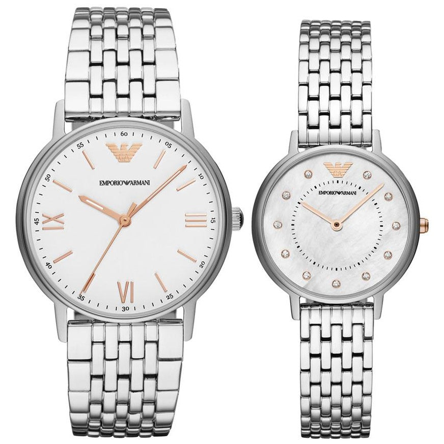 Emporio Armani Kappa Quartz White Dial Silver Steel Strap Watch For Men - AR80014 Buy Now By Emporio Armani