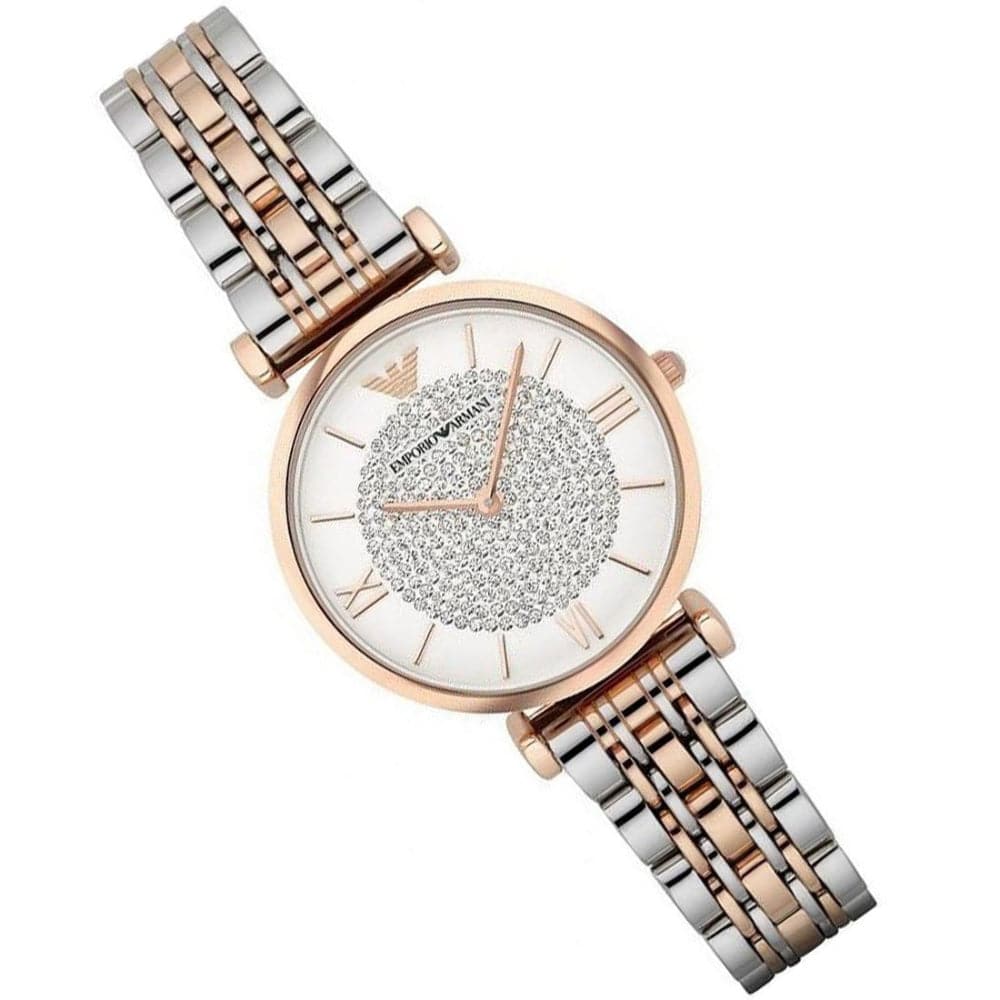 Emporio Armani Gianni T Bar Quartz White Dial Two Tone Steel Strap Watch For Women - AR80035 Buy Now By Emporio Armani